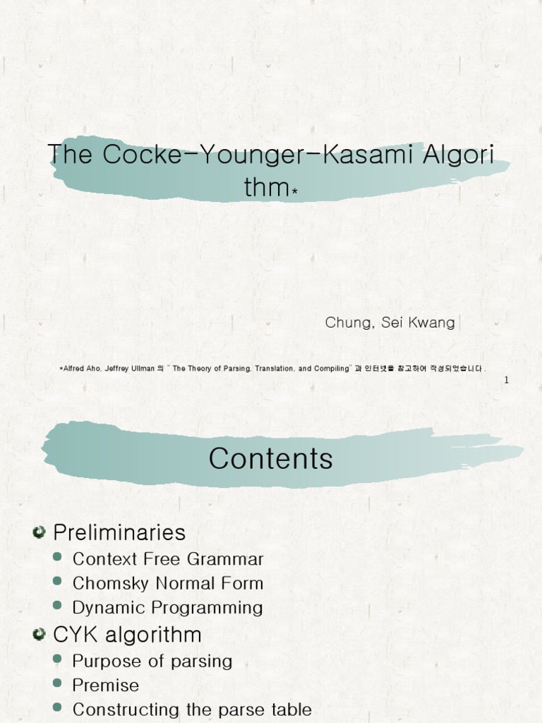CYK Algorithm in Parsing Theory | PDF | Parsing | Metalogic