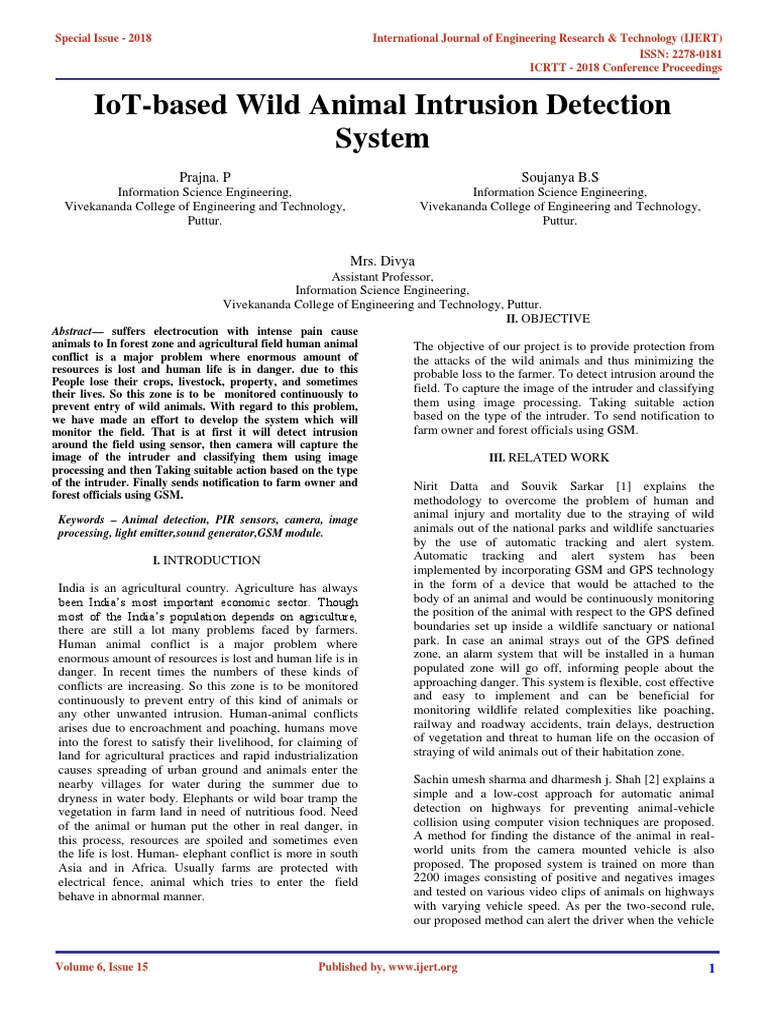 IoT Wild Animal Intrusion Detection System | PDF | Sensor | Camera