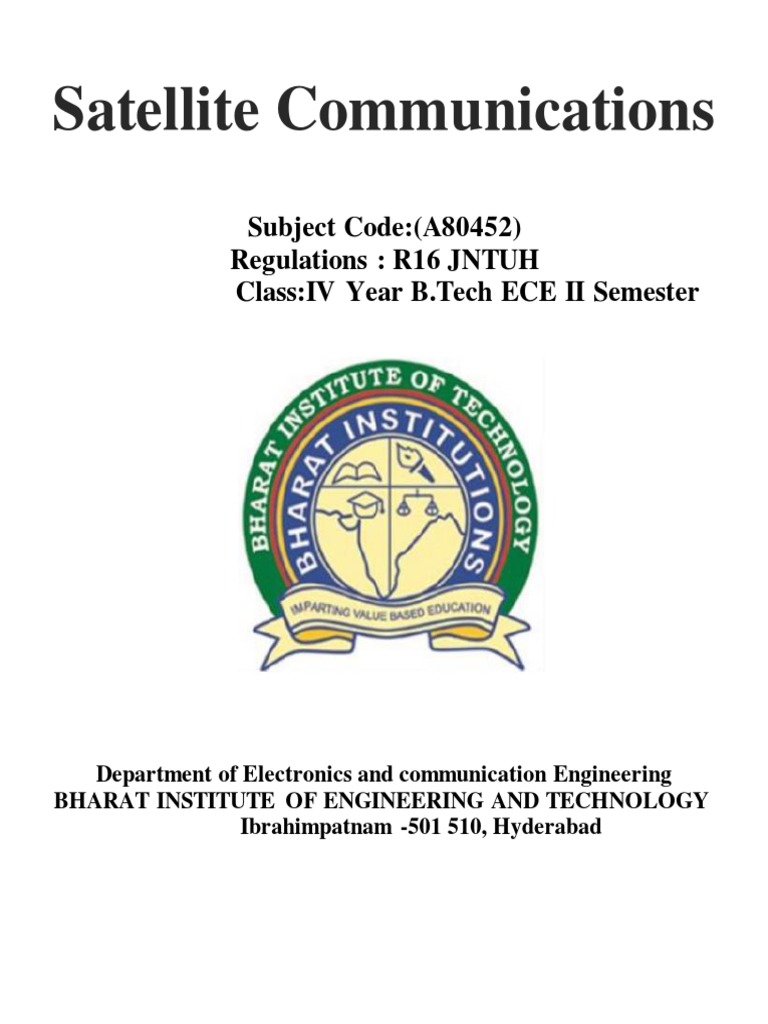 Satellite Communications Subject Code (A80452) Regulations R16 JNTUH