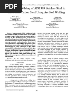 Dissimilar Welding of AISI 309 Stainless Steel To AISI 1020 Carbon Steel Using Arc Stud Welding