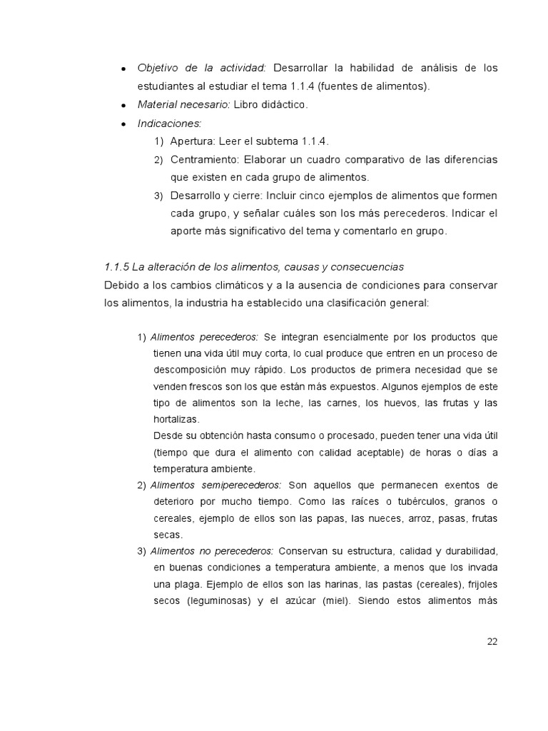 Clasificación y Alteración de Alimentos | PDF | Conservación de los ...