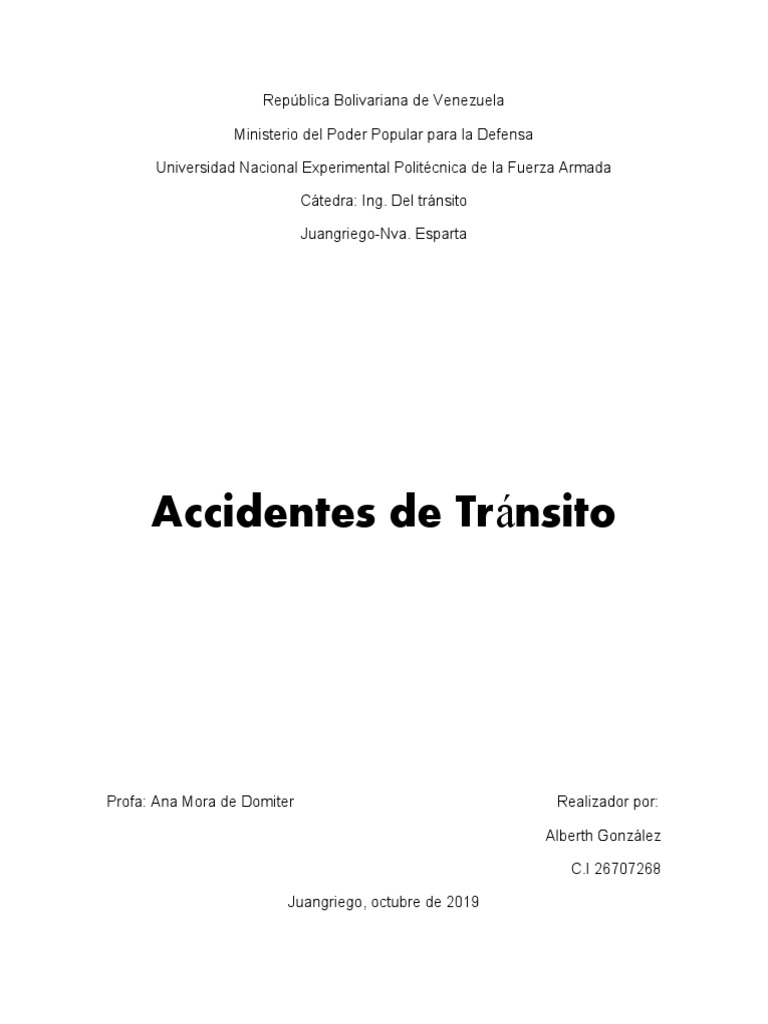 Accidentes De Transito Pdf Pdf Accidente De Tráfico Venezuela