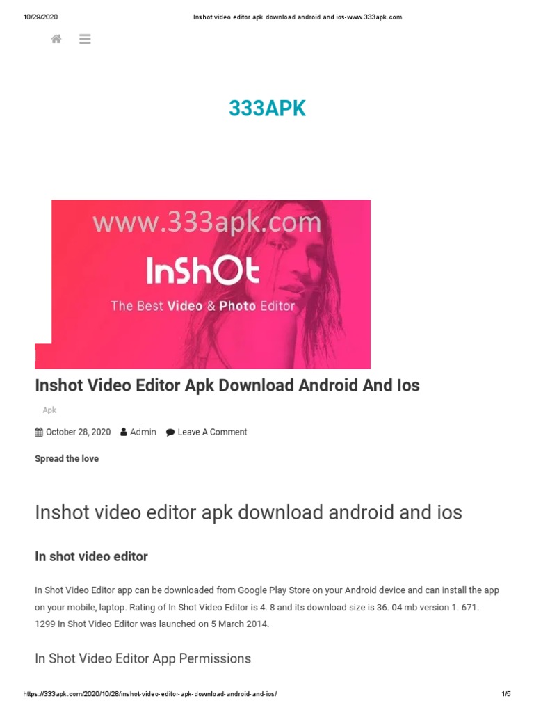 Inshot Video Editor Apk Download Android and PDF PDF