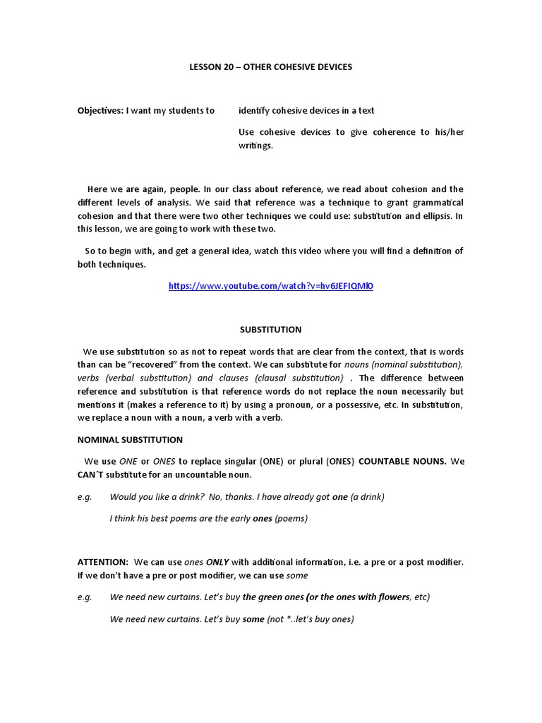 Mastering Substitution and Ellipsis | PDF | Noun | Subject (Grammar)