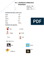 Q1.Match The Letters With Words.: K.V. No. 1 Shahibaug Ahmedabad Worksheet