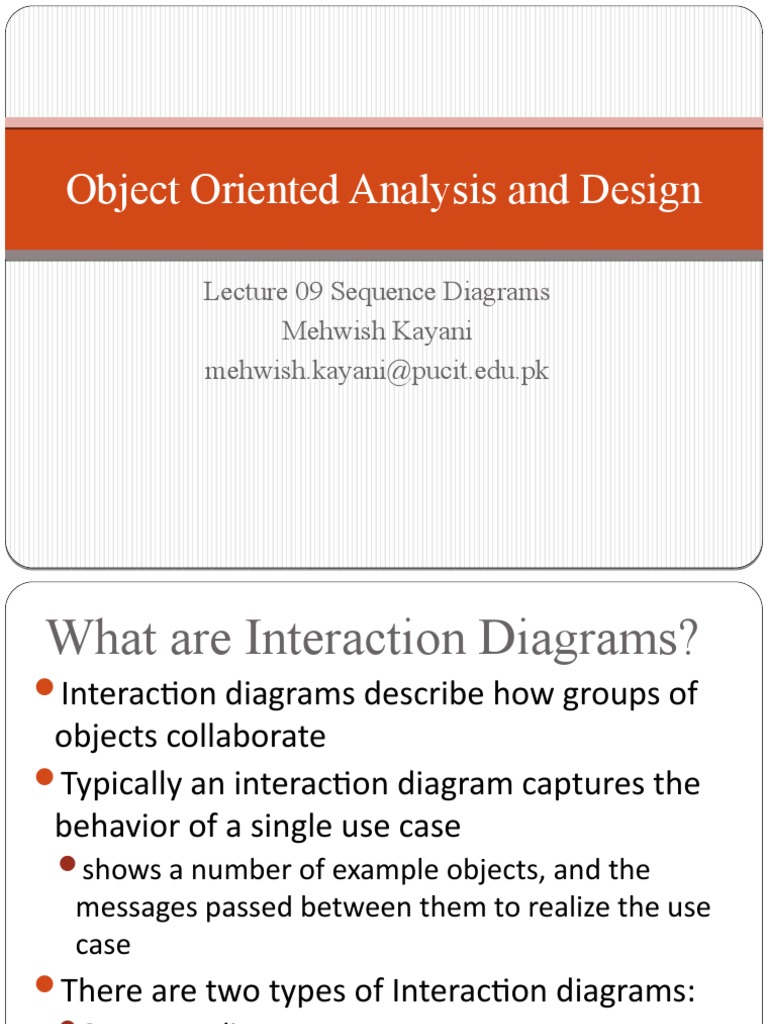 Object Oriented Analysis and Design: Lecture 09 Sequence Diagrams ...