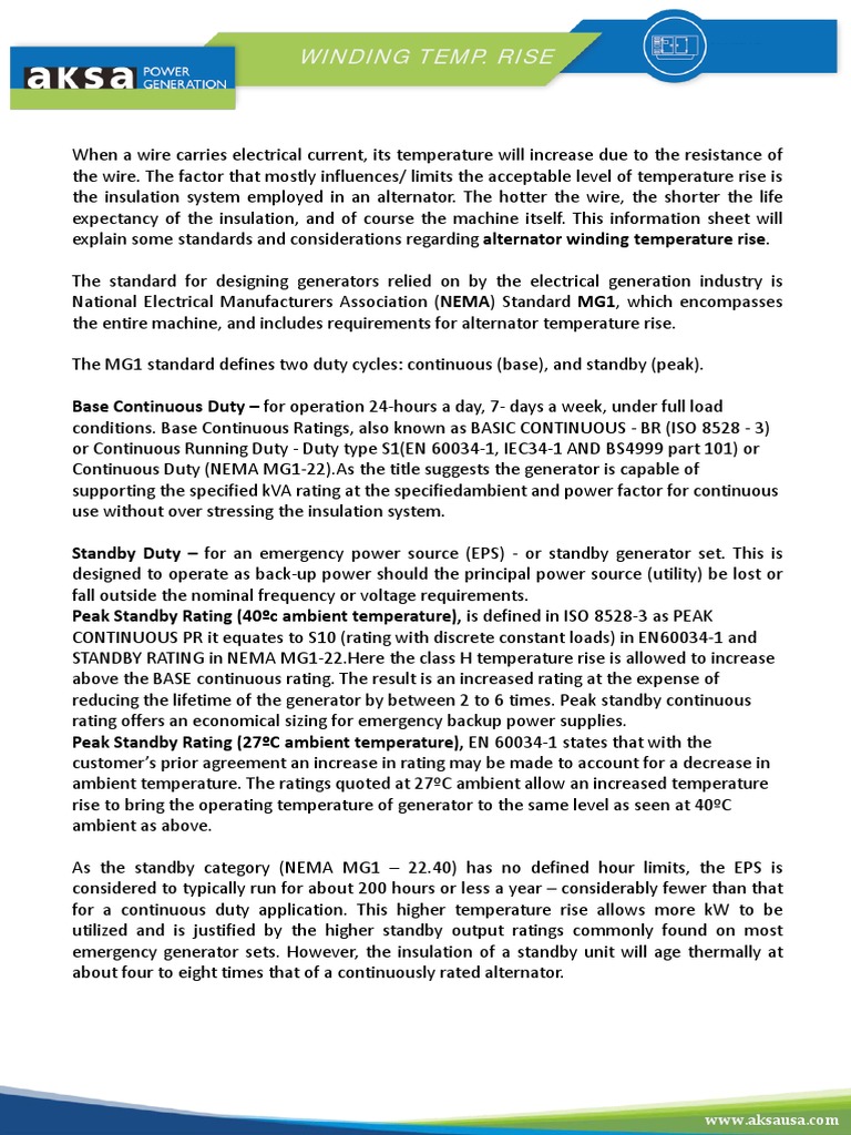 Alternator Winding Temperature Rise Rev1 PDF Electric Generator