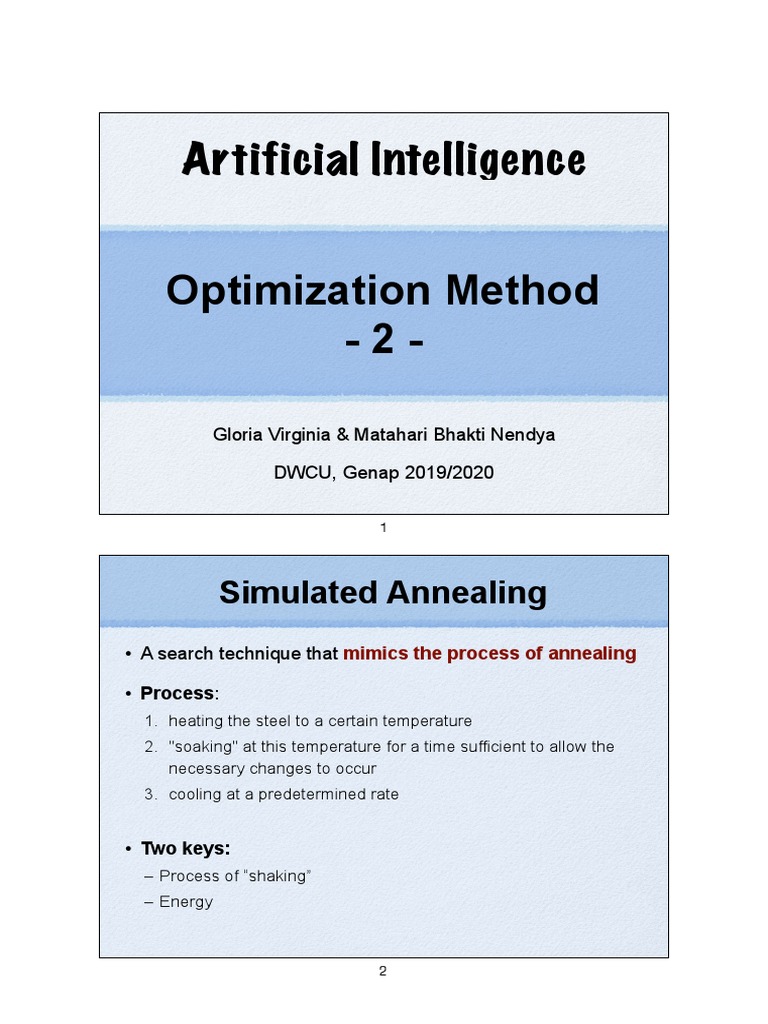 Optimization Method - 2 - : Artificial Intelligence | PDF | Genetic ...