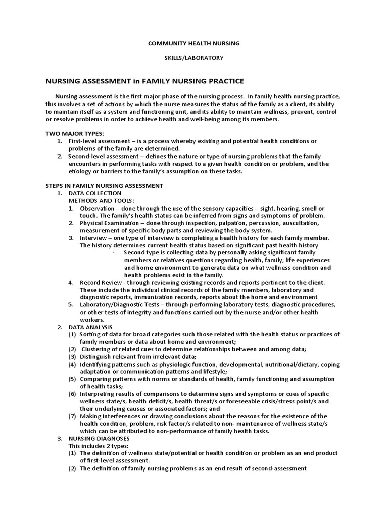 Nursing Assessment in Family Nursing Practice | PDF | Physical ...