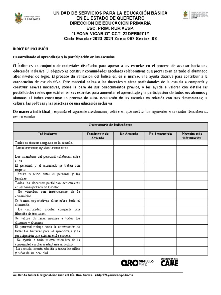 Index inclusion pdf inclusi n educaci n educaci n primaria