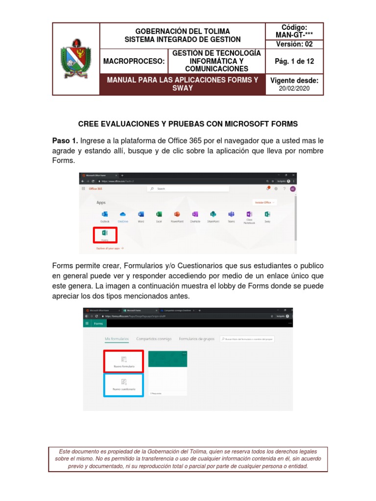 Manual Forms y Sway PDF PDF Rojo Documento