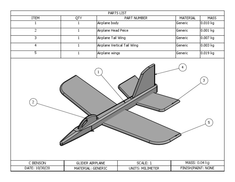 Glider Airplane Parts List | PDF | Technology & Engineering