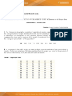 Descriptive Statistics Workshop Unit 4 Measures of Dispersion
