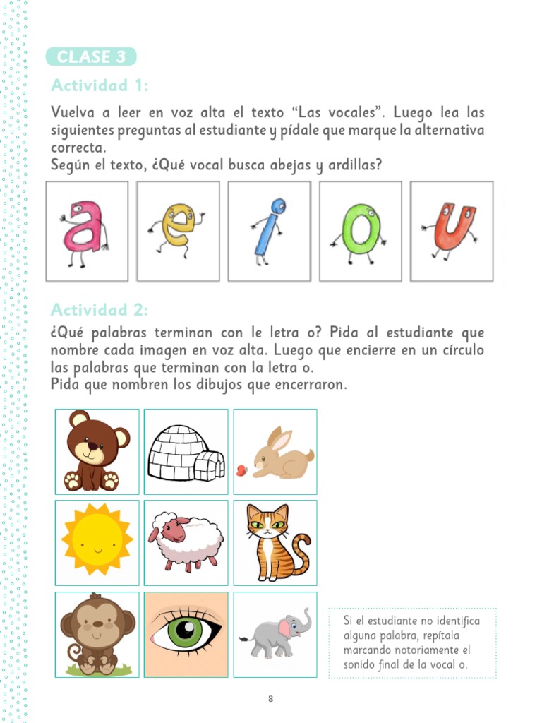1° Basico Clase 3 | PDF | Artes del Lenguaje y Comunicación