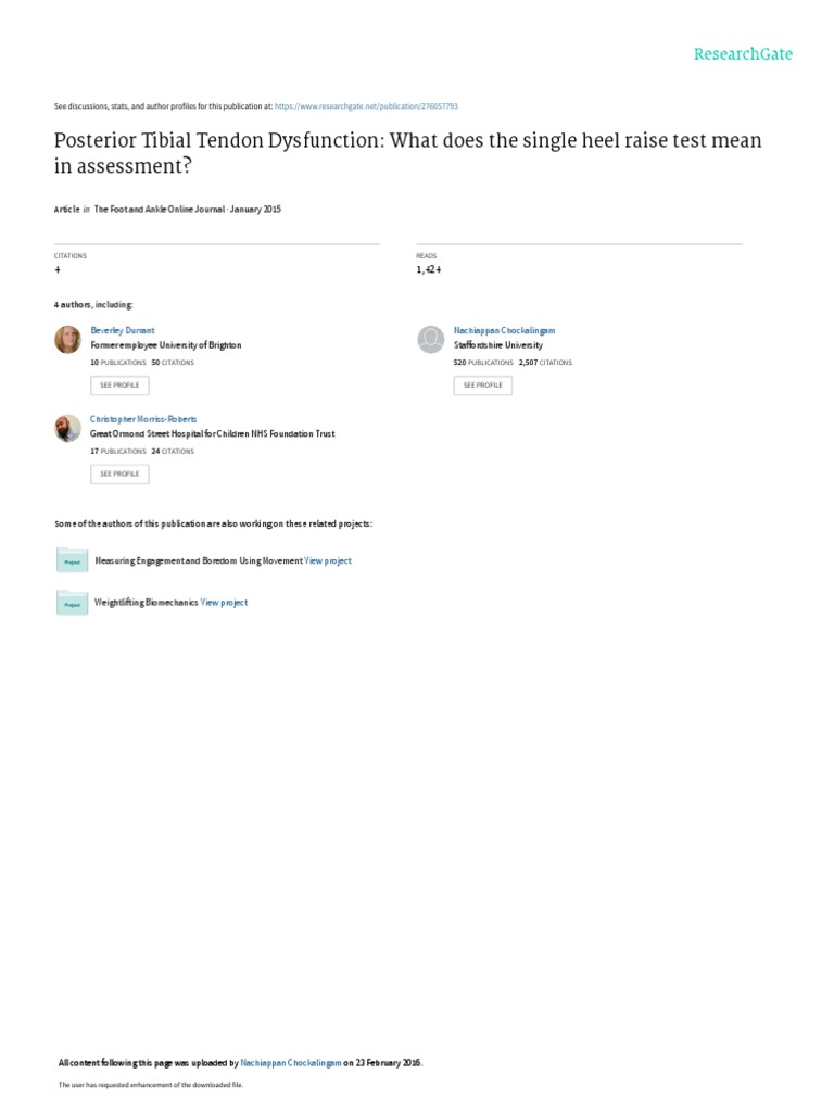 Posterior Tibial Tendon Dysfunction - What Does The Single Heel Raise ...