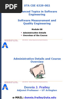 UTA CSE 6329-002 Advanced Topics in Software Engineering Software Measurement and Quality Engineering