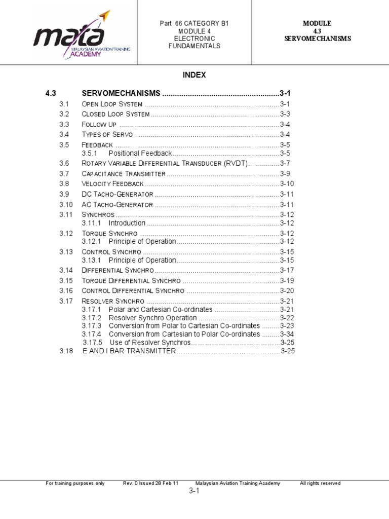 EASA Module 4: Servomechanisms Overview | PDF | Servomechanism | Feedback