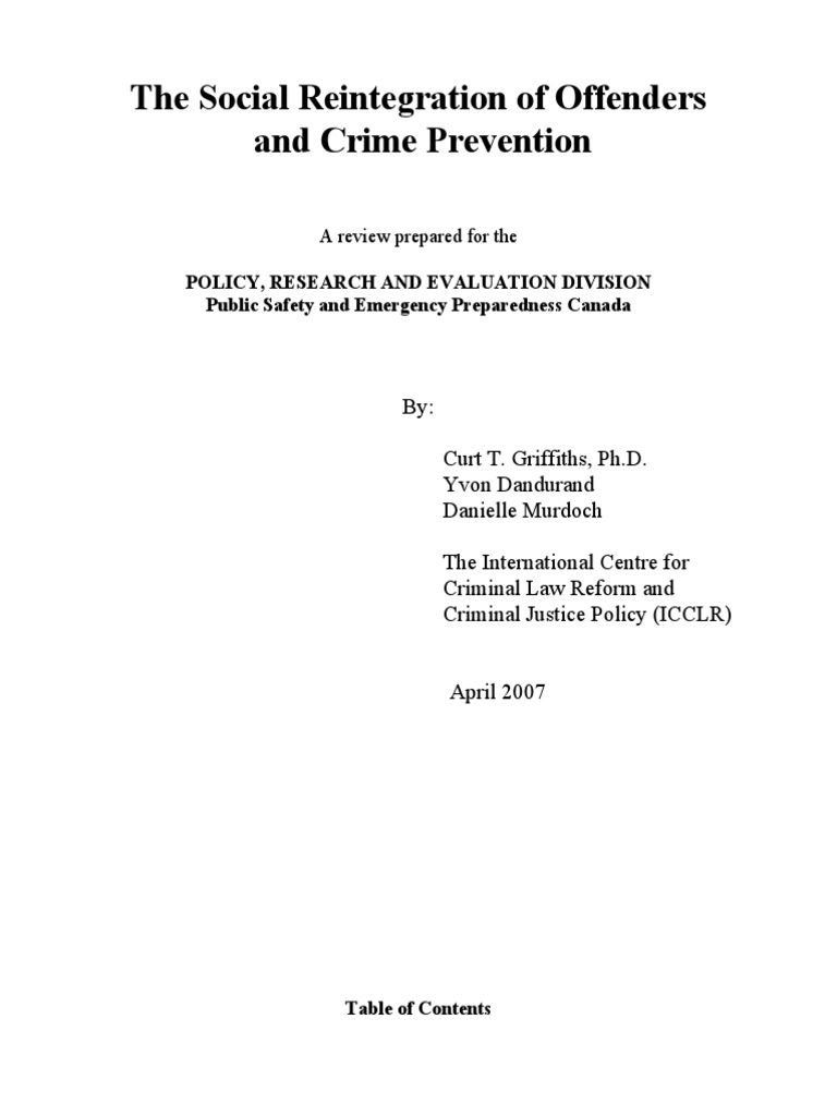 Offender Reintegration and Crime Prevention | PDF | Recidivism | Prison