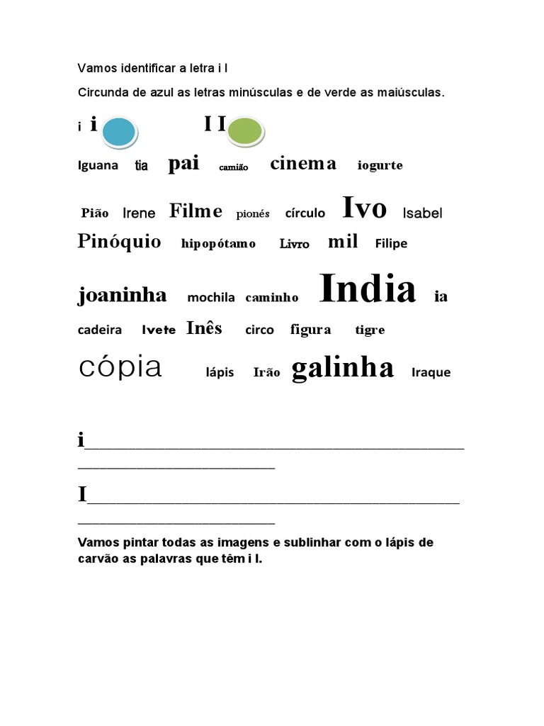 Identificação da letra I | PDF | Artes Linguísticas e Disciplina