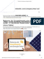 O Retorno Do Investimento em Energia Solar (ROI)