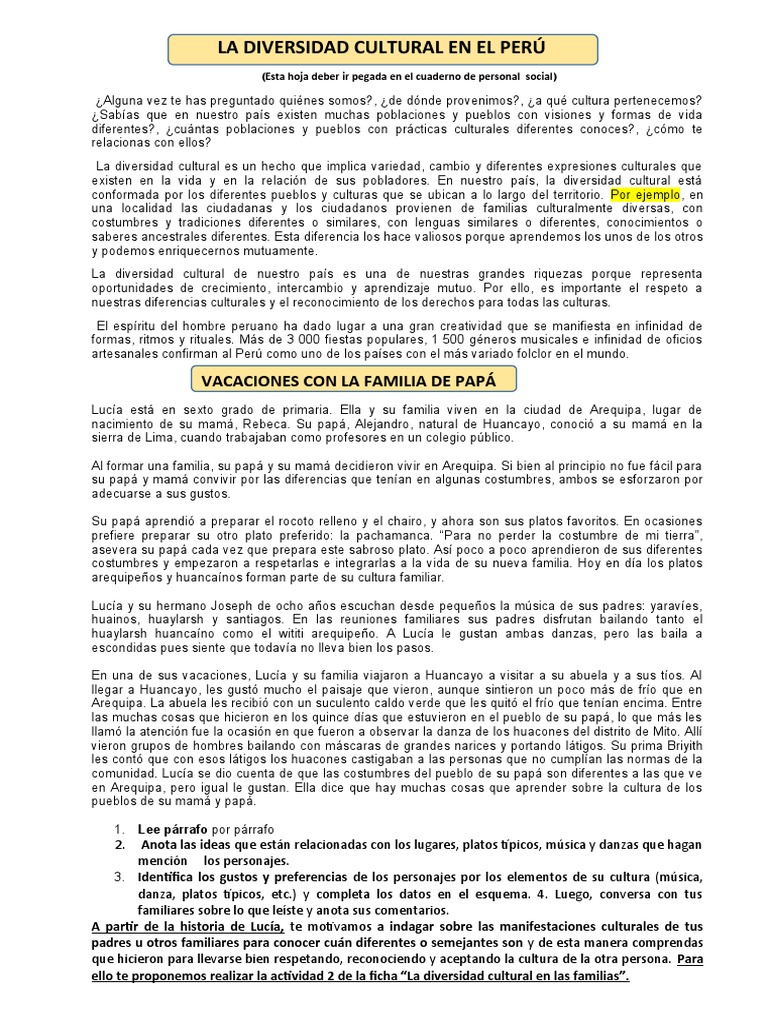 Diversidad Cultural en el Perú | PDF | Diversidad cultural | Perú