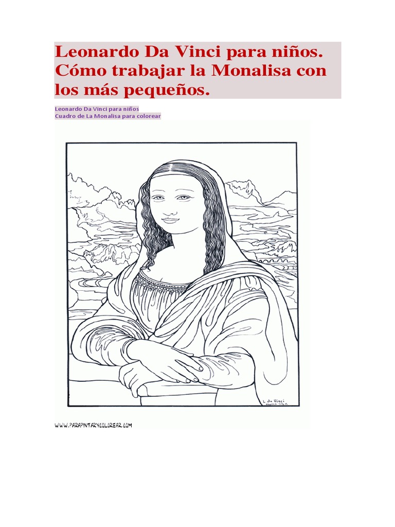 Dibujo De Mona Lisa Para Niños Mona Lisa De Leonardo Da Vinci