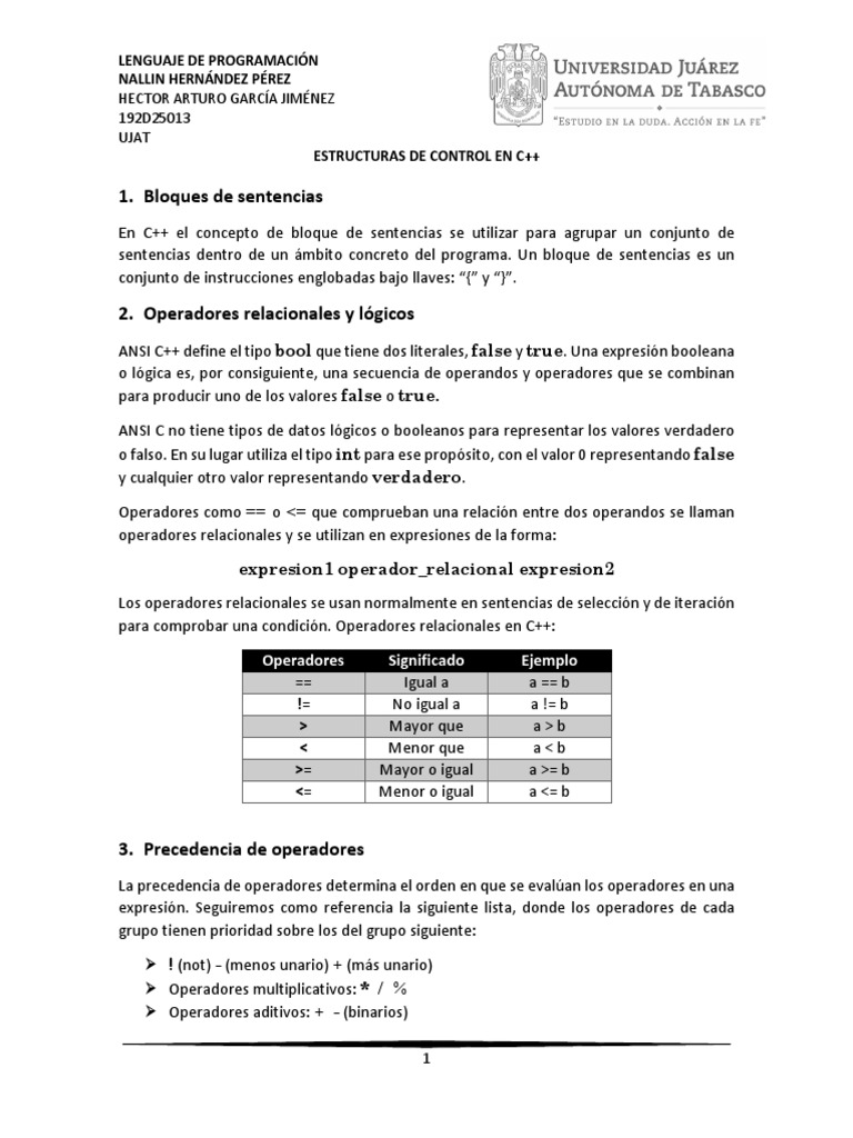 Estructuras de Control en C++ | PDF | C ++ | Flujo de control