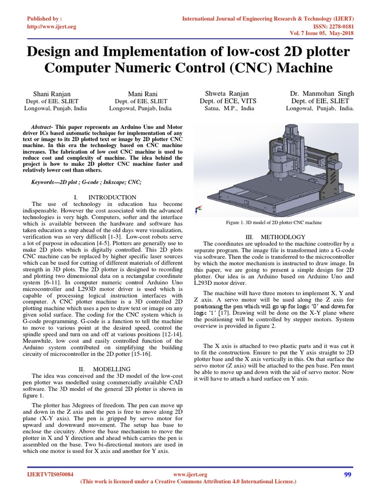 Design and Implementation of LowCost 2D Plotter Computer Numeric