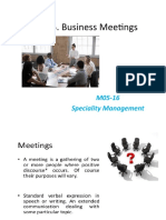 Unit 5. Business Meetings: M05-16 Speciality Management