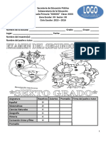 Examen Del Sexto Grado para El Segundo Bloque Del Ciclo Escolar 2015 - 2016
