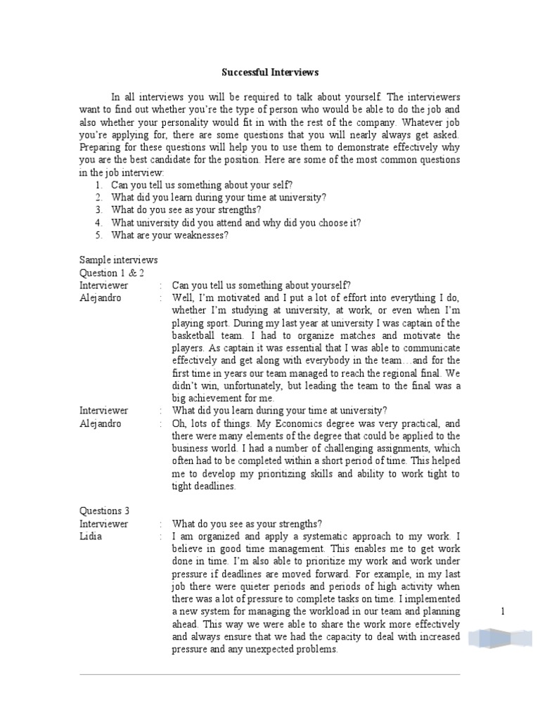 Mastering Common Interview Questions | PDF | Time Management ...