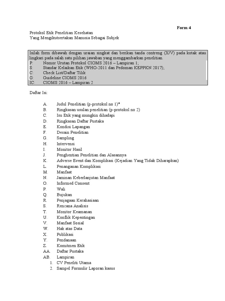 Protokol Etik Penelitian Kesehatan Manusia | PDF