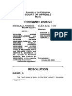 Court of Appeals Thirteenth Division: Resolution