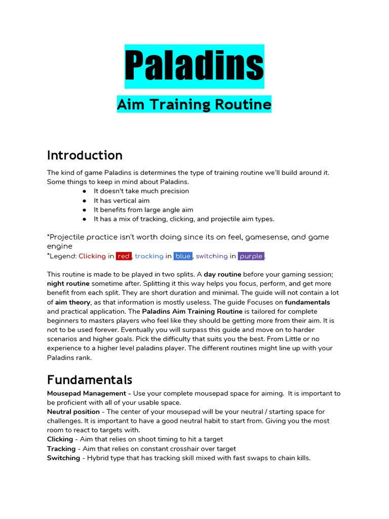 Paladins Aim Training Guide | PDF | Leisure | Sports