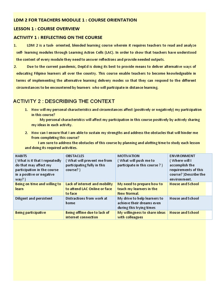 LDM2 Module 1-4 Sample | PDF | Educational Assessment | Competence ...