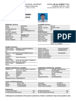 Form No: 2018M4861 Roll: 2K18/HO/010: Delhi Technological University Hostel Re-Allotment Form