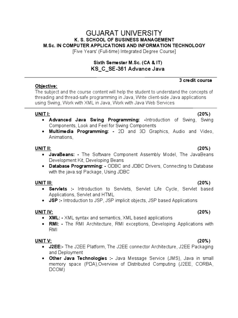 Advanced Java for M.Sc. Students | PDF | Java Platform | Java ...
