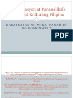 Komunikasyon at Pananaliksik Sa Wika at Kulturang Filipino