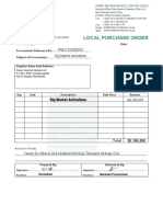 Local Purchase Order: Rig Market Activations PML/122/2020/23