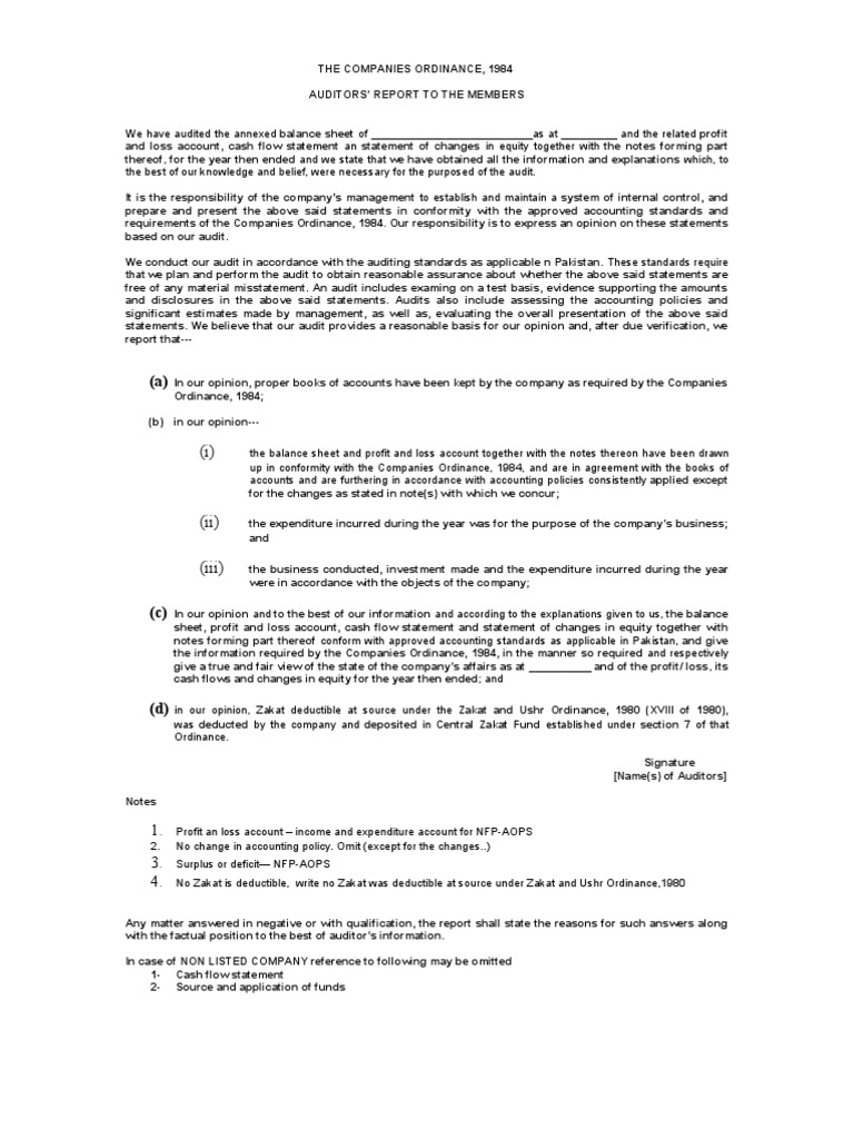 THE COMPANIES ORDINANCE Audit Accounting
