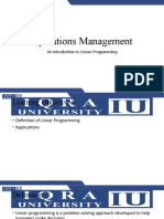 Operations Management: An Introduction To Linear Programming