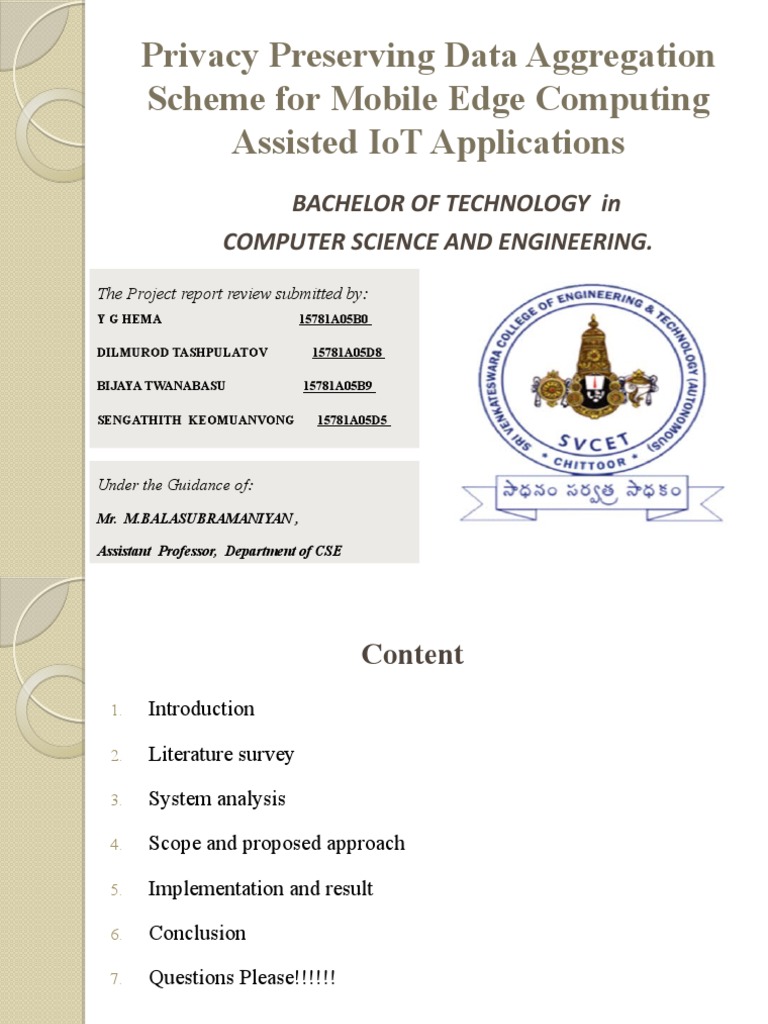 Privacy-Preserving IoT Data Aggregation | PDF | Internet Of Things ...