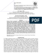 Strategic Importance of Functional Level Strategies As Effective Tools For The Achievement of Organizational Goals