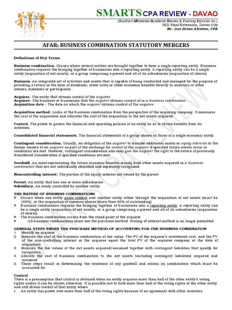 Understanding Business Combinations | PDF | Mergers And Acquisitions ...