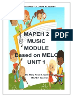 Mapeh 2 Music Based On MELC Unit 1: Regina Apostolorum Academy