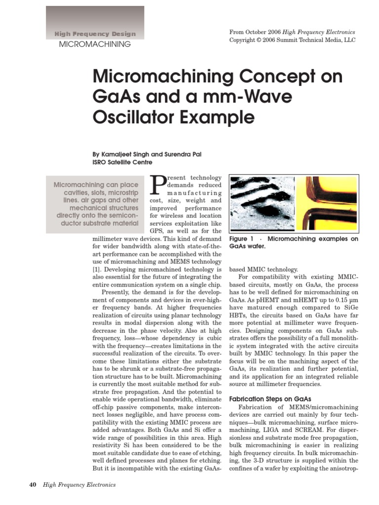 Micromachining Concept On Gaas and A Mm-Wave Oscillator Example ...
