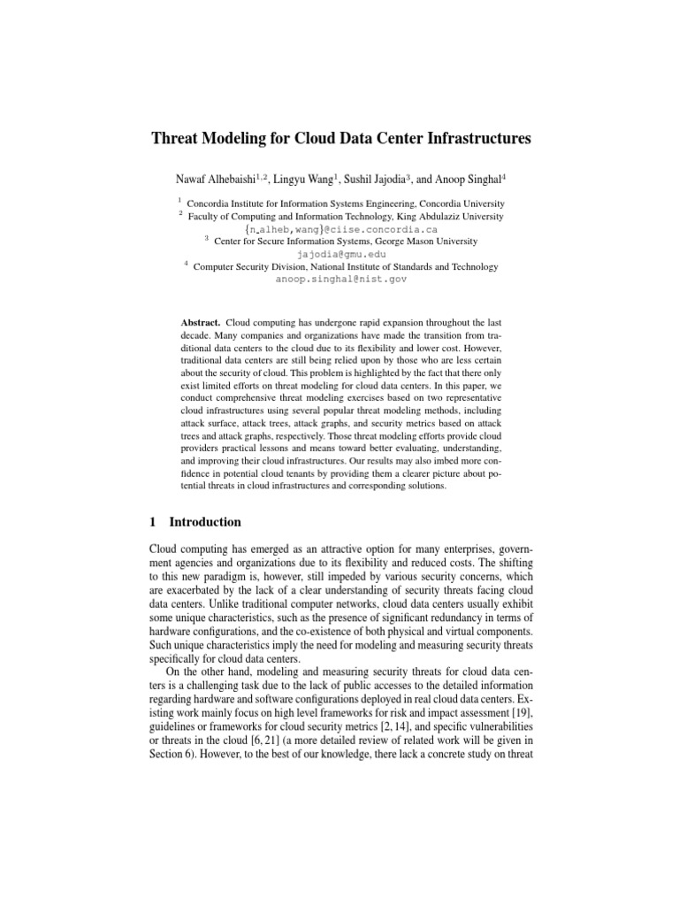 Threat Modeling For Cloud Data Center Infrastructures | PDF | Open ...