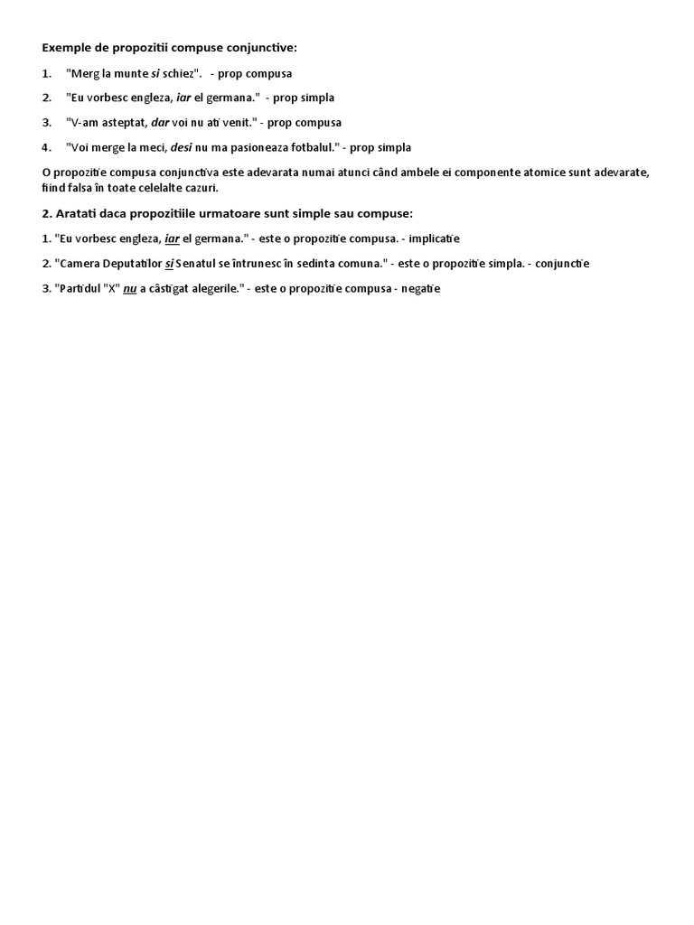 Propozitii Compuse Conjunctive | PDF