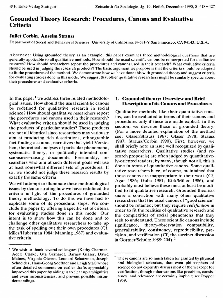Corbin & Strauss - 1990 - Grounded Theory Research | PDF | Qualitative ...