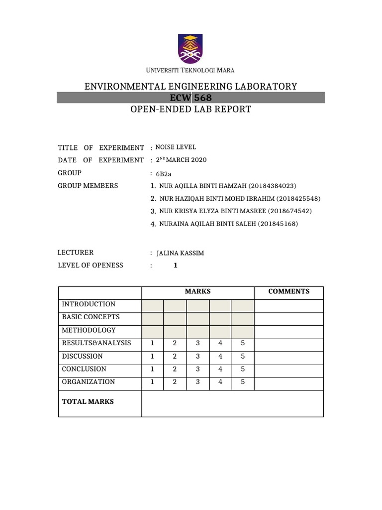Environmental Engineering Lab Report | PDF | Technology & Engineering
